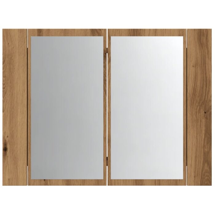 Armoire à miroir LED chêne artisanal 60x12x45cm bois ingénierie – Image 5