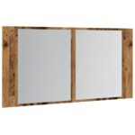 Armoire à miroir LED vieux bois 90x12x45 cm bois d'ingénierie – Image 4