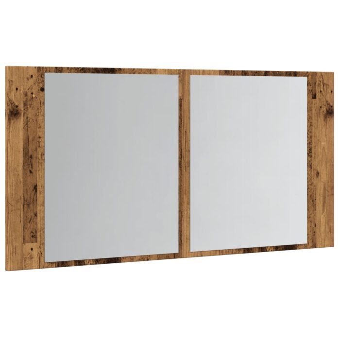 Armoire à miroir LED vieux bois 90x12x45 cm bois d'ingénierie – Image 4