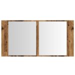 Armoire à miroir LED vieux bois 90x12x45 cm bois d'ingénierie – Image 5