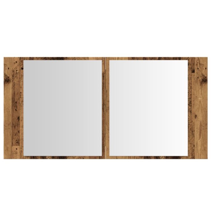 Armoire à miroir LED vieux bois 90x12x45 cm bois d'ingénierie – Image 5
