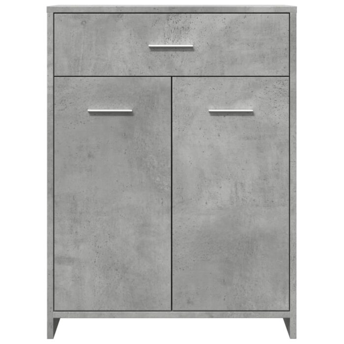 Armoire de salle de bain Gris béton 60x33x80 cm Aggloméré – Image 2