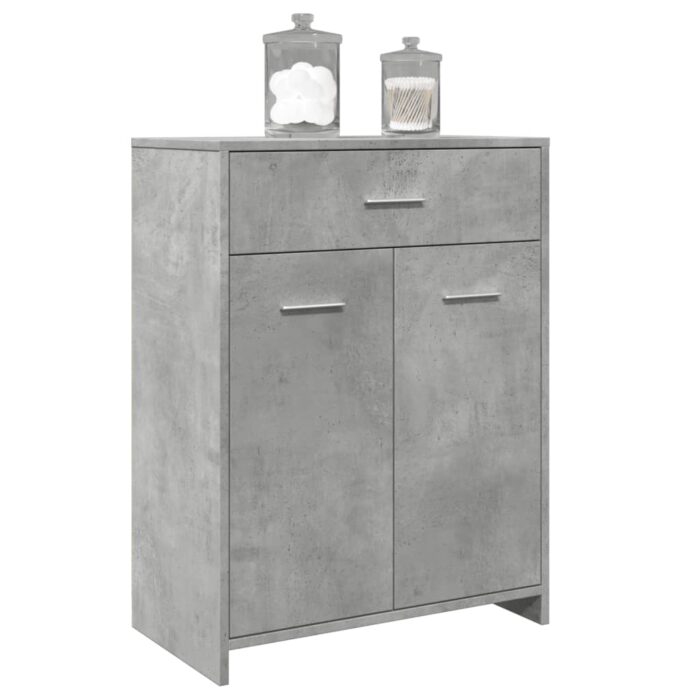 Armoire de salle de bain Gris béton 60x33x80 cm Aggloméré – Image 1