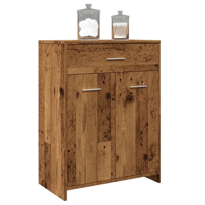 Armoire de salle de bain vieux bois 60x33x80 cm bois ingénierie – Image 1