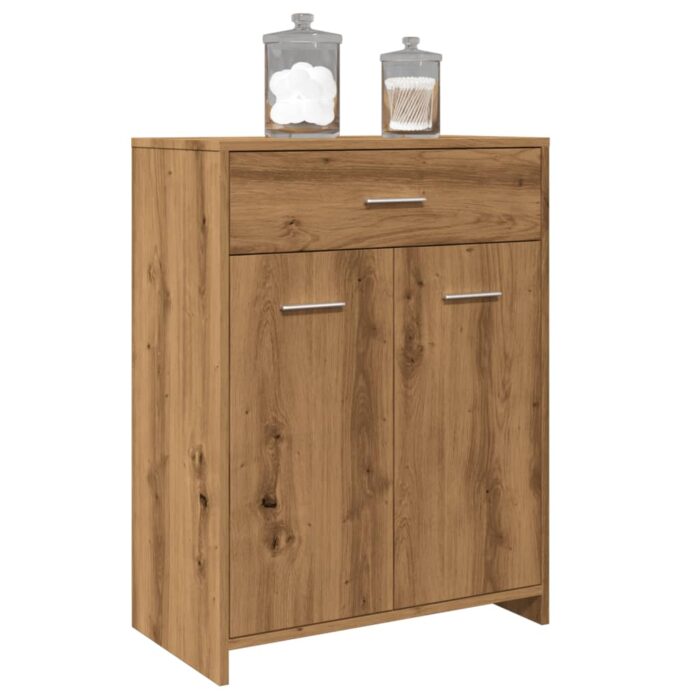 Armoire de salle de bain chêne artisanal 60x33x80 cm – Image 1
