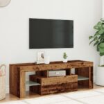 Meuble TV avec lumières LED vieux bois bois d'ingénierie – Image 2