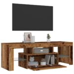 Meuble TV avec lumières LED vieux bois bois d'ingénierie – Image 3