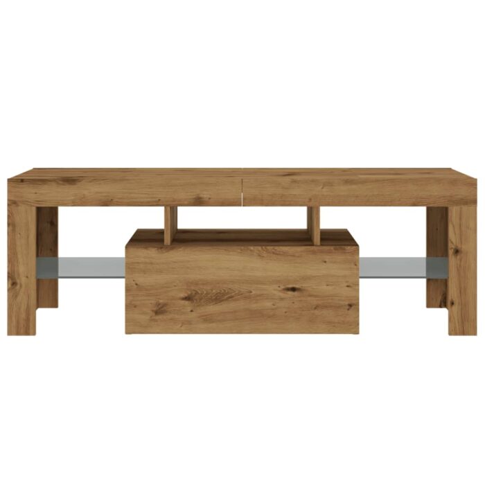 Meuble TV avec lumières LED chêne artisanal bois d'ingénierie – Image 5