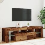 Meuble TV avec lumières LED vieux bois bois d'ingénierie – Image 2