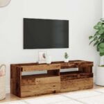 Meuble TV avec lumières LED vieux bois bois d'ingénierie – Image 2