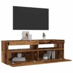 Meuble TV avec lumières LED vieux bois bois d'ingénierie – Image 3