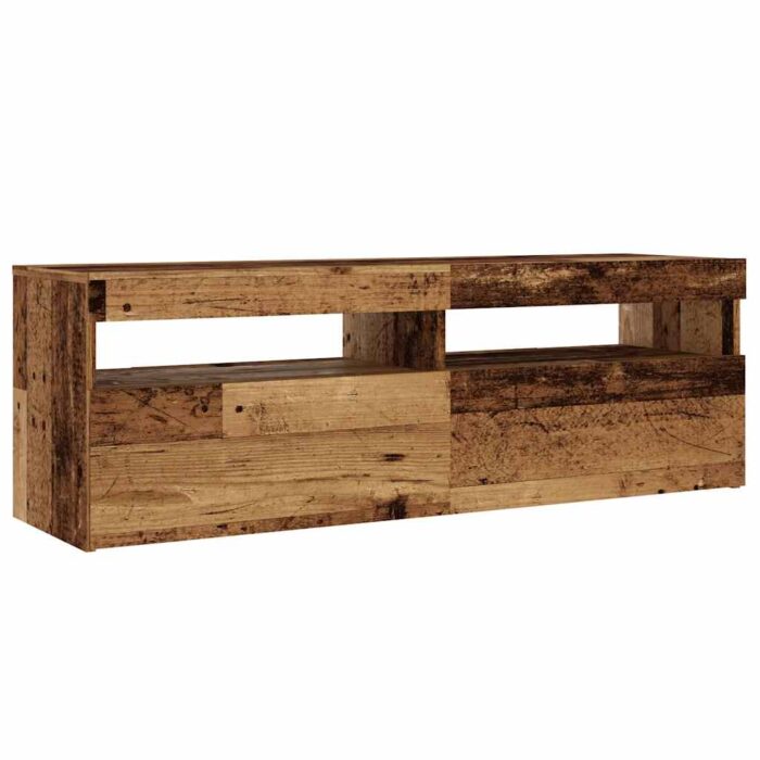Meuble TV avec lumières LED vieux bois bois d'ingénierie – Image 4