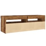 Meuble TV avec lumières LED vieux bois bois d'ingénierie – Image 7