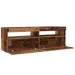Meuble TV avec lumières LED vieux bois bois d'ingénierie – Image 8