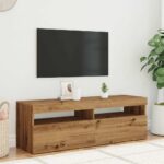 Meuble TV avec lumières LED chêne artisanal bois d'ingénierie – Image 2