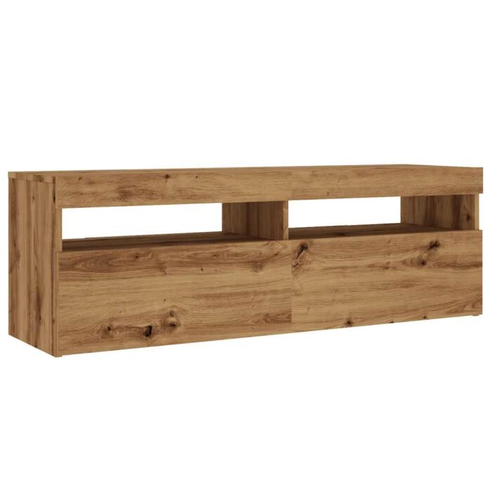 Meuble TV avec lumières LED chêne artisanal bois d'ingénierie – Image 4