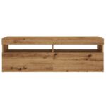 Meuble TV avec lumières LED chêne artisanal bois d'ingénierie – Image 5