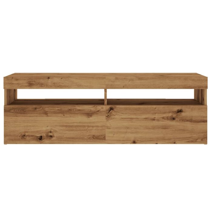 Meuble TV avec lumières LED chêne artisanal bois d'ingénierie – Image 5