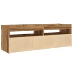 Meuble TV avec lumières LED chêne artisanal bois d'ingénierie – Image 7