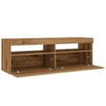 Meuble TV avec lumières LED chêne artisanal bois d'ingénierie – Image 8