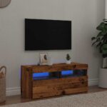 Meuble TV avec lumières LED vieux bois bois d'ingénierie – Image 2