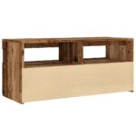 Meuble TV avec lumières LED vieux bois bois d'ingénierie – Image 7