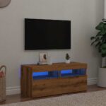 Meuble TV avec lumières LED chêne artisanal bois d'ingénierie – Image 2