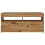 Meuble TV avec lumières LED chêne artisanal bois d'ingénierie – Image 5