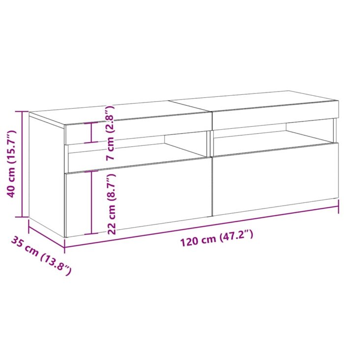 Meubles TV avec lumières LED 2 pcs vieux bois bois d'ingénierie – Image 12