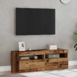 Meubles TV avec lumières LED 2 pcs vieux bois bois d'ingénierie – Image 3