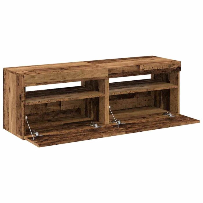Meubles TV avec lumières LED 2 pcs vieux bois bois d'ingénierie – Image 5