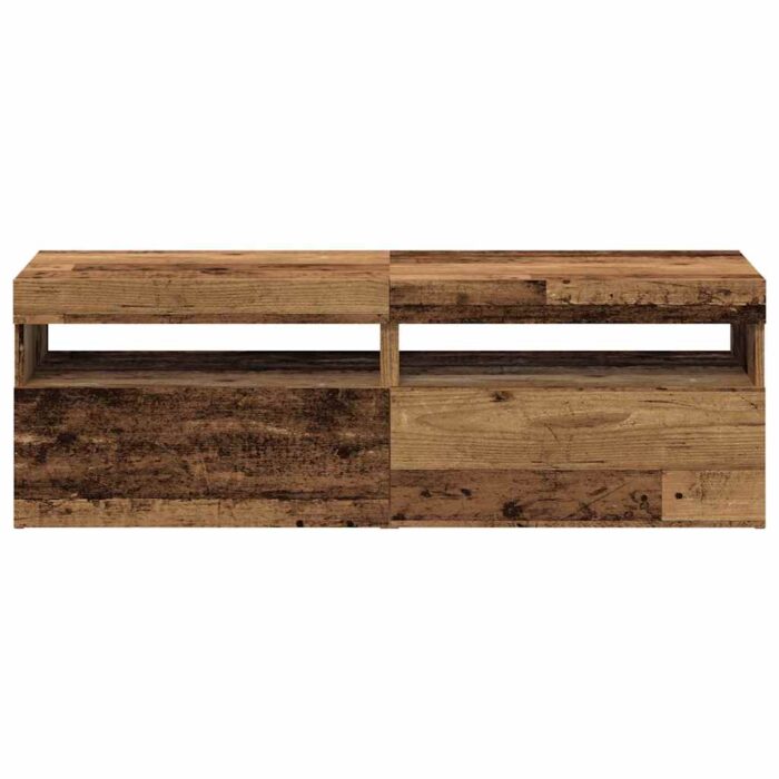 Meubles TV avec lumières LED 2 pcs vieux bois bois d'ingénierie – Image 6