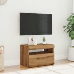 Meuble TV avec lumières LED chêne artisanal bois d'ingénierie – Image 2