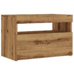 Meuble TV avec lumières LED chêne artisanal bois d'ingénierie – Image 4