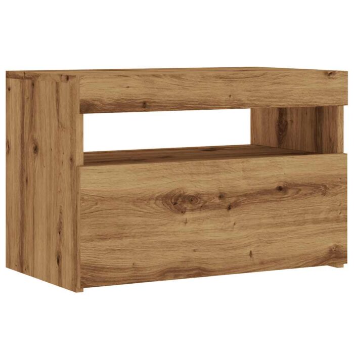 Meuble TV avec lumières LED chêne artisanal bois d'ingénierie – Image 4