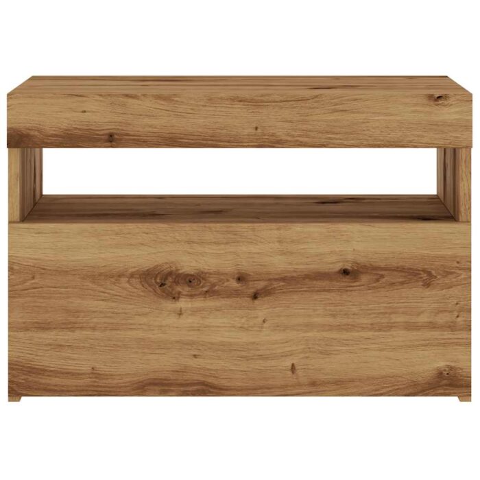 Meuble TV avec lumières LED chêne artisanal bois d'ingénierie – Image 5