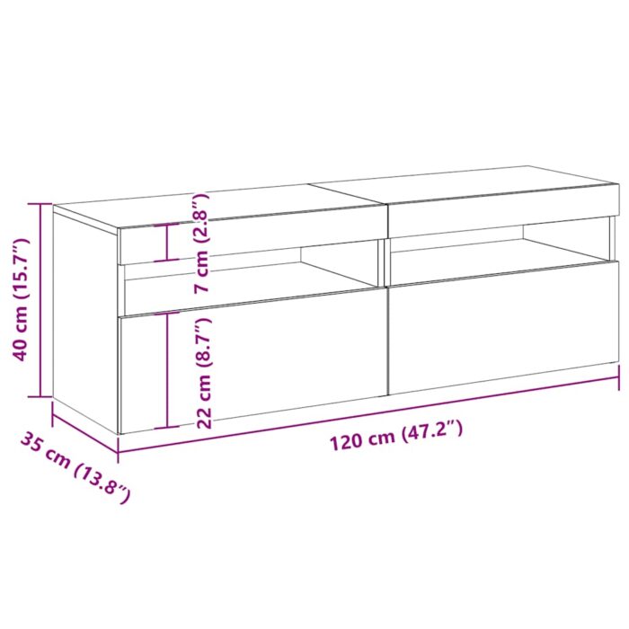 Meubles TV avec lumières LED 2 pcs chêne artisanal – Image 12