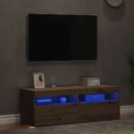 Meubles TV avec lumières LED 2 pcs chêne artisanal – Image 2