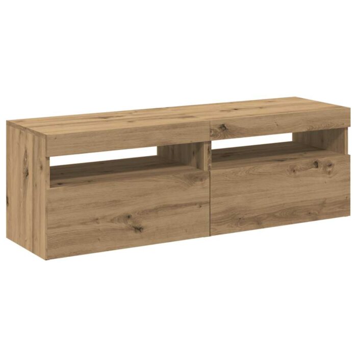 Meubles TV avec lumières LED 2 pcs chêne artisanal – Image 4