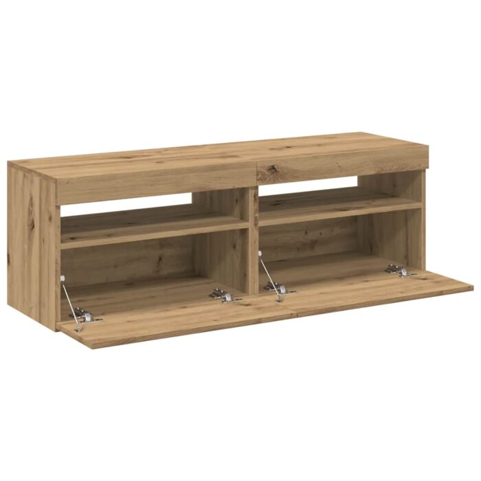 Meubles TV avec lumières LED 2 pcs chêne artisanal – Image 5