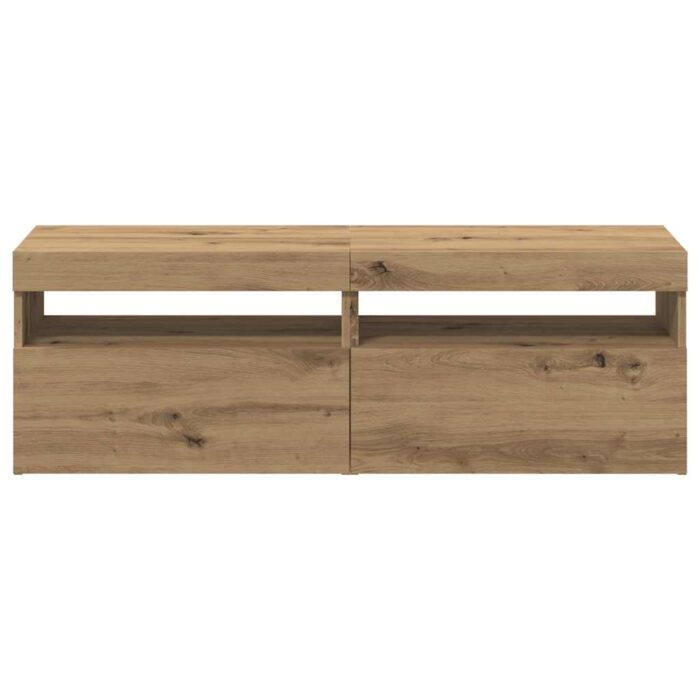 Meubles TV avec lumières LED 2 pcs chêne artisanal – Image 6