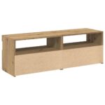 Meubles TV avec lumières LED 2 pcs chêne artisanal – Image 8