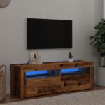 Meuble TV avec lumières LED vieux bois bois d'ingénierie – Image 2