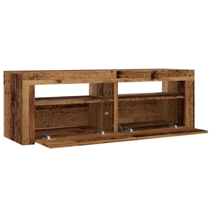 Meuble TV avec lumières LED vieux bois bois d'ingénierie – Image 8