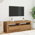 Meuble TV avec lumières LED chêne artisanal bois d'ingénierie – Image 2