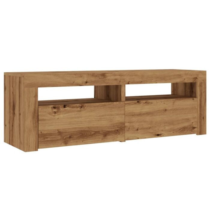 Meuble TV avec lumières LED chêne artisanal bois d'ingénierie – Image 4