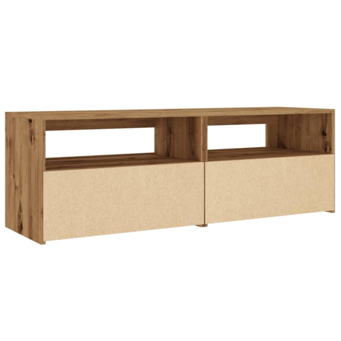 Meuble TV avec lumières LED chêne artisanal bois d'ingénierie – Image 7