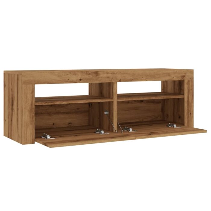 Meuble TV avec lumières LED chêne artisanal bois d'ingénierie – Image 8