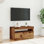 Meuble TV avec lumières LED vieux bois bois d'ingénierie – Image 2