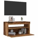 Meuble TV avec lumières LED vieux bois bois d'ingénierie – Image 3